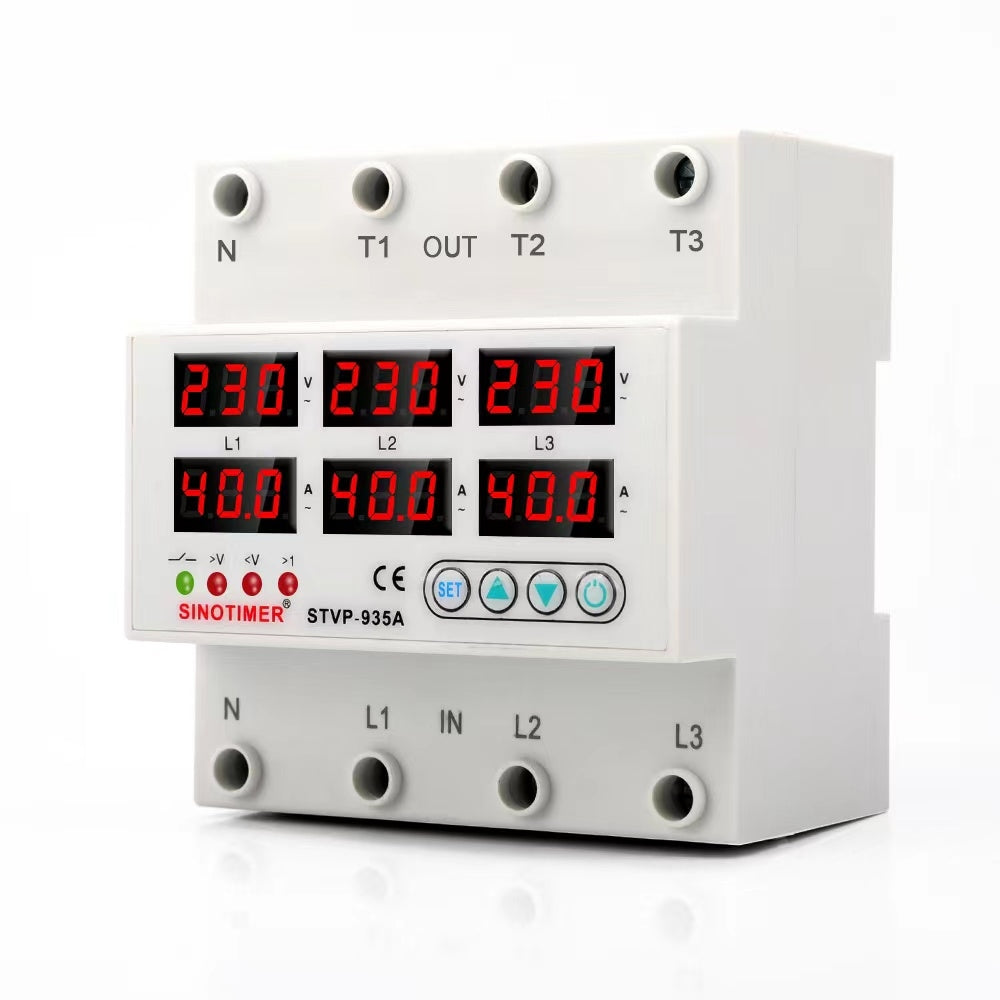 Releu trifazic , SINOTIMER, siguranta digitala de protectie, tensiune afisata 220V, 1-40A, STVP-935-40A, recuperare automata